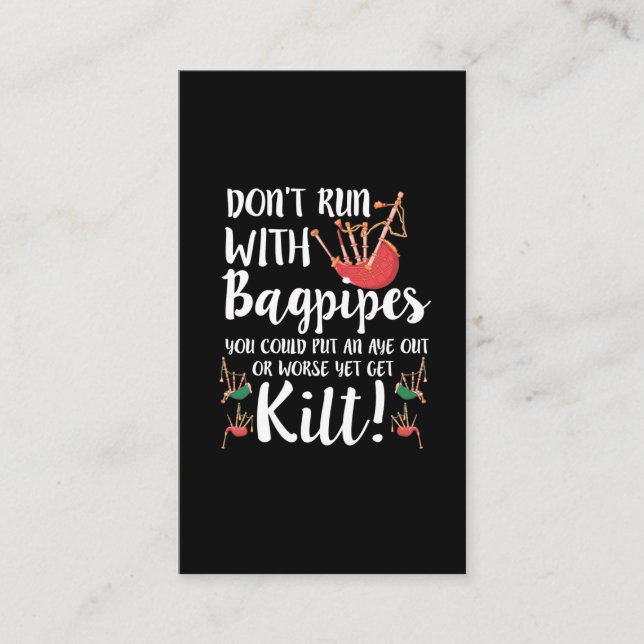 Bagpipe Quote Kilt Music Scotland Bagpiping Humor Business Card (Front)