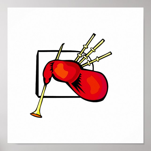 Bagpipe, red and brown graphic image design poster (Front)