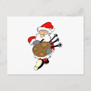 Bagpipe Santa Holiday Postcard