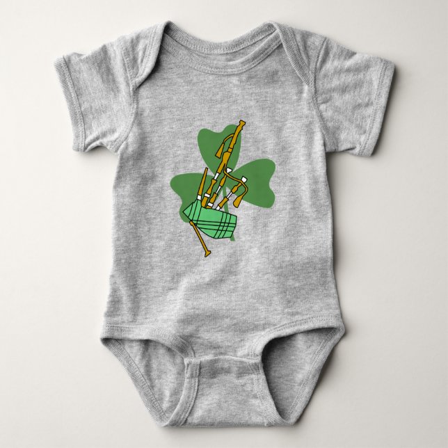 Bagpipe Shamrock Baby Bodysuit (Front)