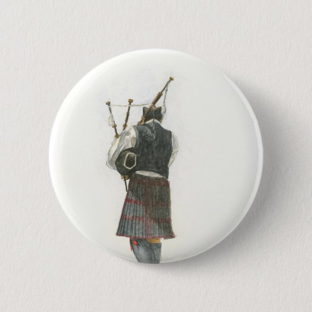 Bagpiper 6 Cm Round Badge (Front)