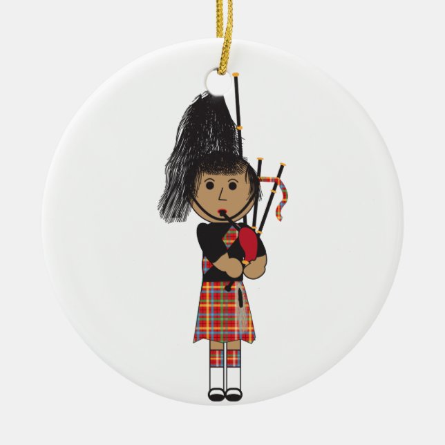 Bagpiper Ceramic Ornament (Front)