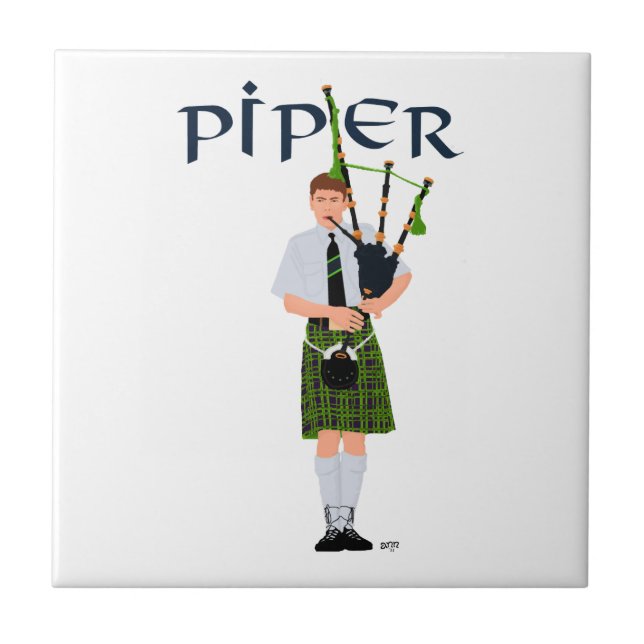 Bagpiper - Green Kilt Tile (Front)