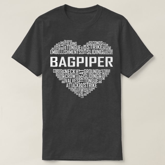 Bagpiper Heart T-Shirt (Design Front)