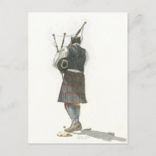 Bagpiper on Beach Postcard
