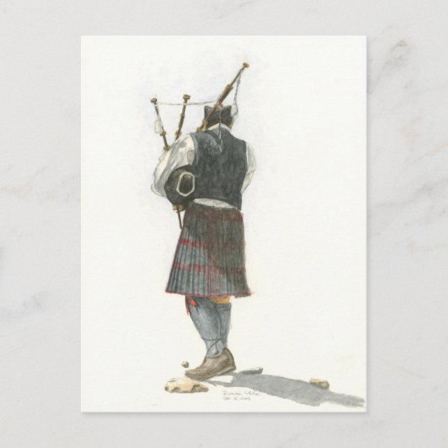 Bagpiper on Beach Postcard (Front)