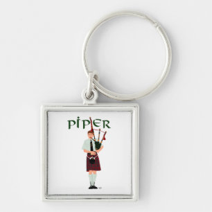 Bagpiper - Red Kilt Key Ring