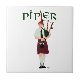 Bagpiper - Red Kilt Tile