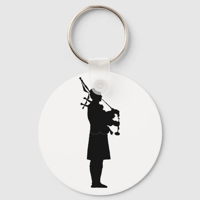 Bagpiper Silhouette Key Ring (Front)