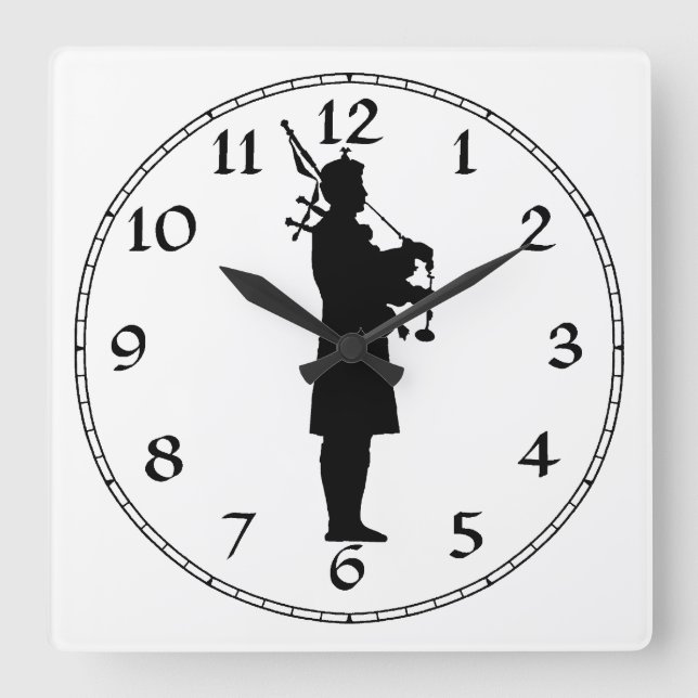 Bagpiper Silhouette  Square Wall Clock (Front)