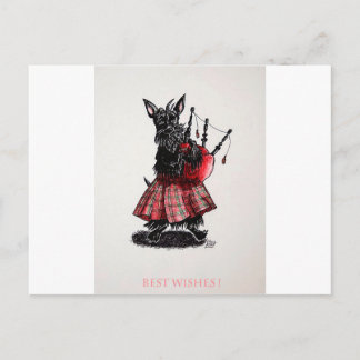 Bagpiper's best wishes postcard