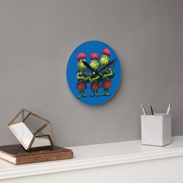 Bagpipers for Burns Supper Scottish Round Clock (Office)