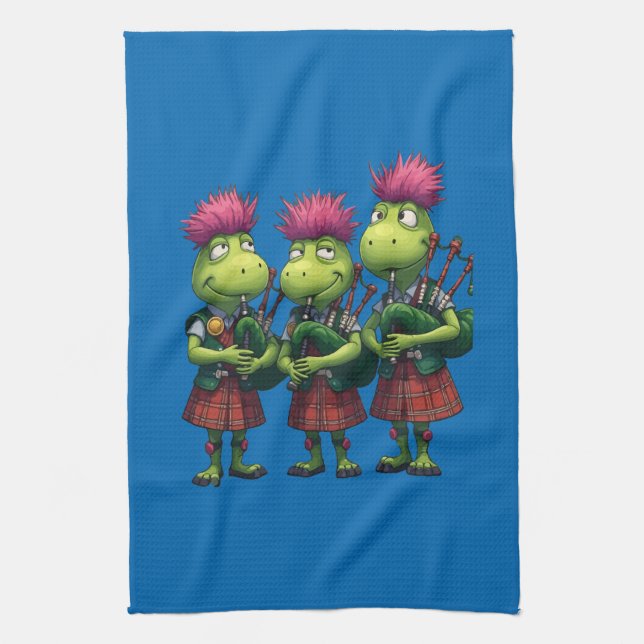 Bagpipers for Burns Supper Scottish Tea Towel (Vertical)