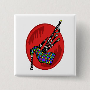 Bagpipes 15 Cm Square Badge