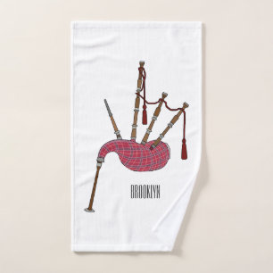 Bagpipes cartoon illustration bath towel set