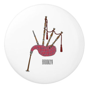 Bagpipes cartoon illustration  ceramic knob