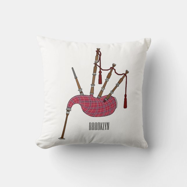 Bagpipes cartoon illustration  cushion (Front)