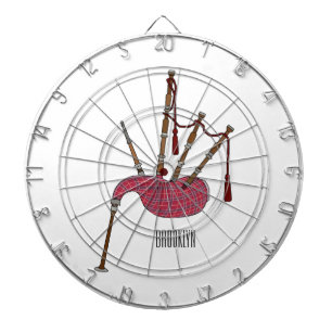 Bagpipes cartoon illustration dartboard