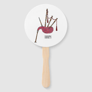 Bagpipes cartoon illustration hand fan