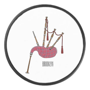 Bagpipes cartoon illustration hockey puck
