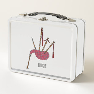 Bagpipes cartoon illustration  metal lunch box