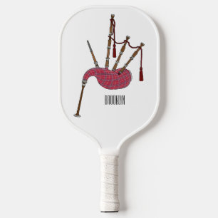 Bagpipes cartoon illustration pickleball paddle