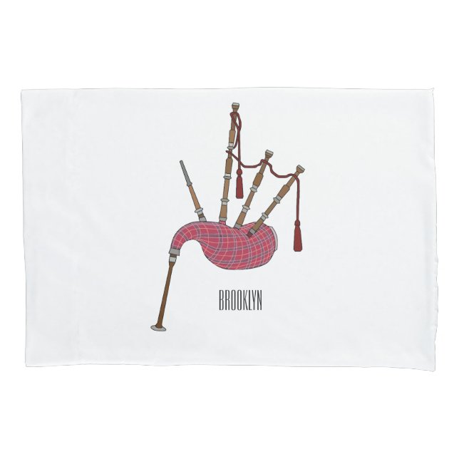 Bagpipes cartoon illustration  pillowcase (Front)