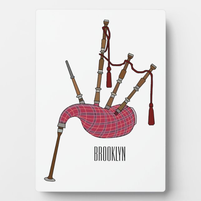 Bagpipes cartoon illustration  plaque (Front)