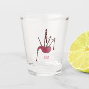 Bagpipes cartoon illustration shot glass
