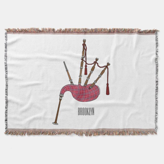 Bagpipes cartoon illustration  throw blanket (Front)