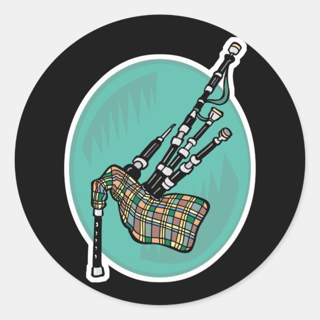 bagpipes classic round sticker (Front)