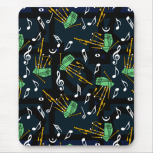 Bagpipes Music Note Pattern Mouse Pad