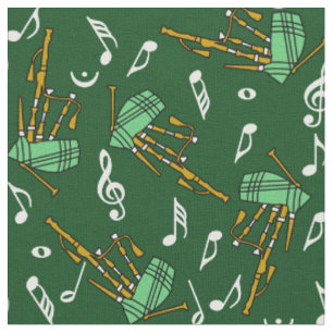 Bagpipes Music Notes Pattern Fabric