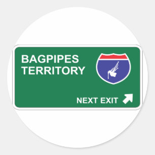 Bagpipes Next Exit Classic Round Sticker