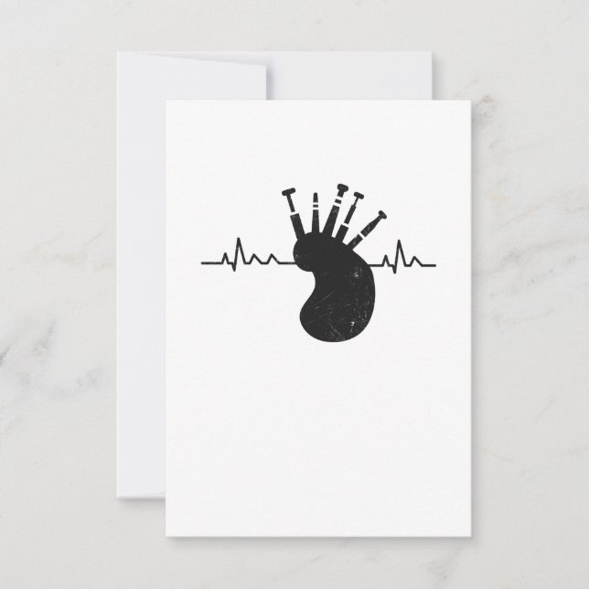 Bagpipes Pulse Scotland Heartbeat RSVP Card (Front)
