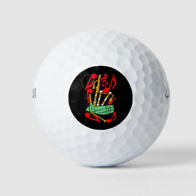 Bagpipes Red Music Notes Golf Balls (Front)