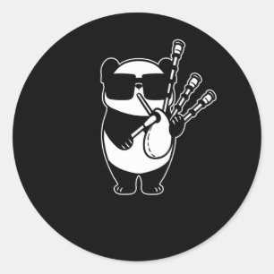 Bagpipes Scotland Panda with Bag Pipes Classic Round Sticker