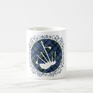Bagpipes Silhouette on Tartan Coffee Mug