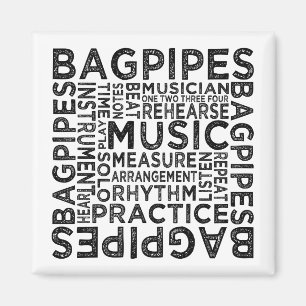Bagpipes Typography Magnet