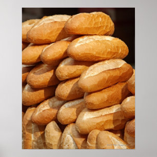 Baguette, bread, for sale in street by hawker. poster