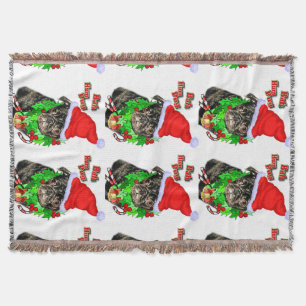 Bah Hum Pug Christmas Throw Blanket