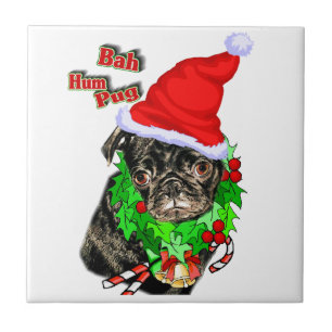 Bah Hum Pug Christmas Tile