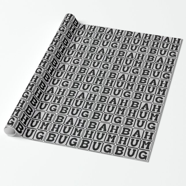 Bah Humbug, Anti-Christmas Sentiment Wrapping Paper (Unrolled)