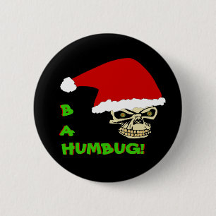 BAH, HUMBUG! Anti Christmas Skull Round Button