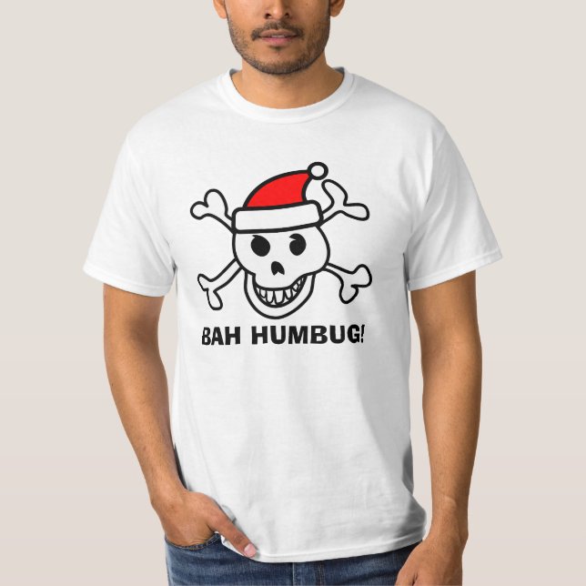 Bah Humbug anti Christmas t shirt with Santa skull (Front)
