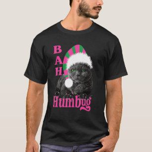 Bah Humbug Cat Santa Hat Christmas Holiday T-Shirt