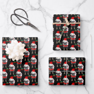 Bah Humbug Christmas Dog Pattern Wrapping Paper Sheet