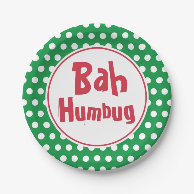 Bah Humbug Christmas Paper Plates (Front)