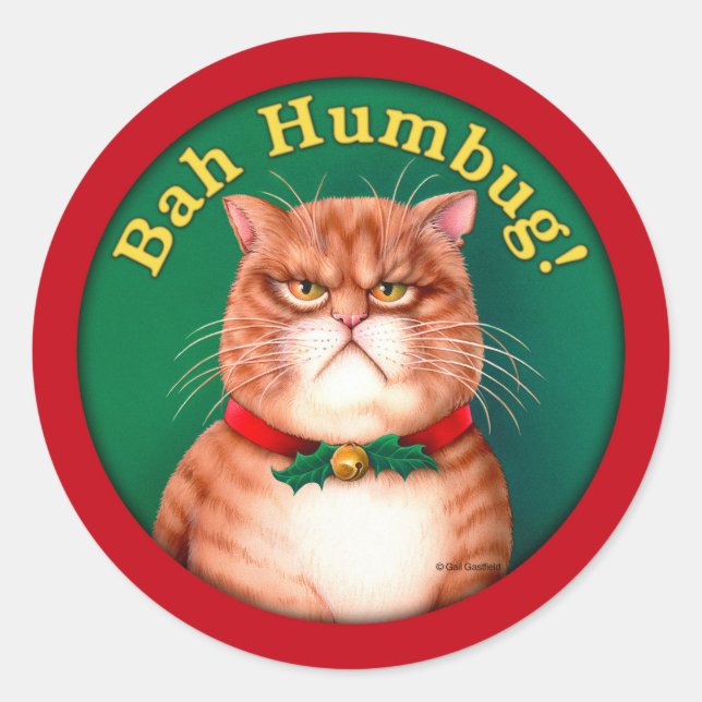Bah Humbug Classic Round Sticker (Front)