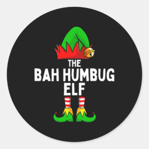 Bah Humbug Elf Matching Family Christmas Classic Round Sticker